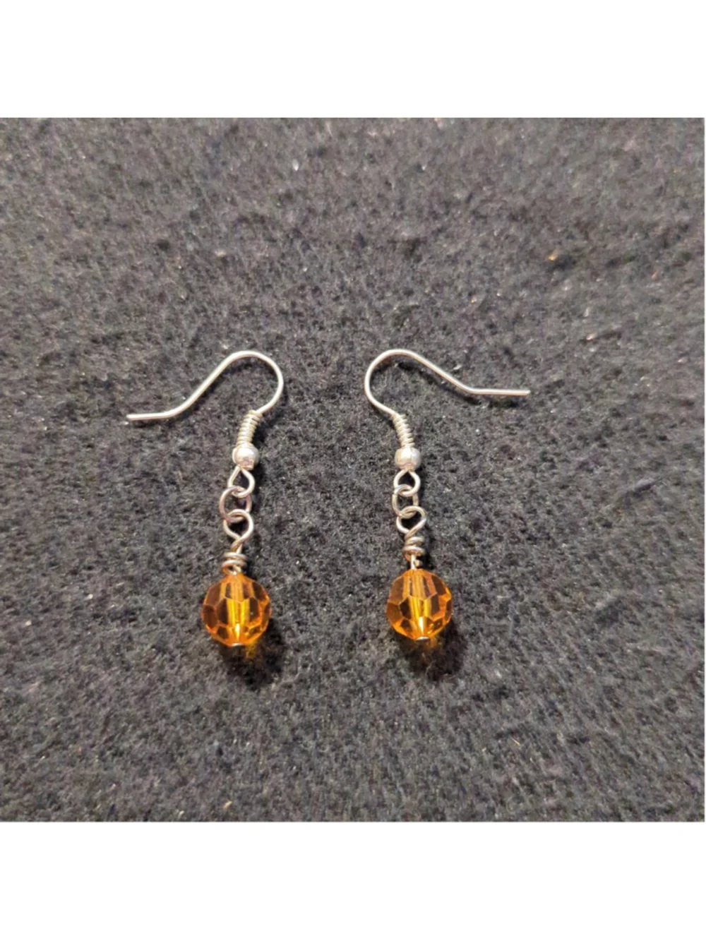 Silver Tone Amber Swarovski Crystal Dainty Delicate Drop Statement Earrings